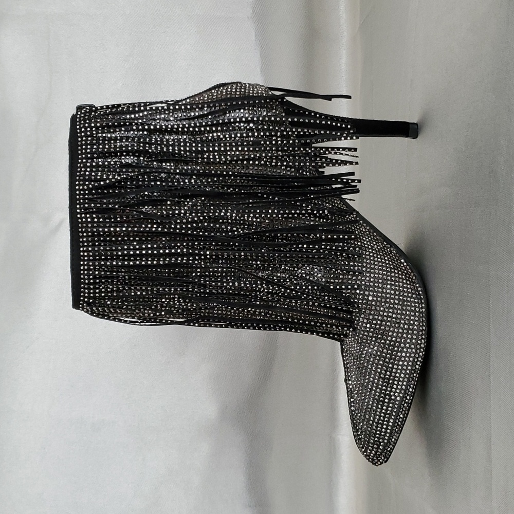 ANDIAMO Allover Rhinestone Fringe Sparkle Stiletto Booties WOMENS SIZE: 8M - Picture 2 of 11